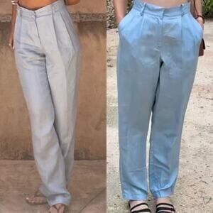 UNCLE STUDIOS Coastal Granddaughter Linen Pants pastel blue Linen Tailored Sz XL